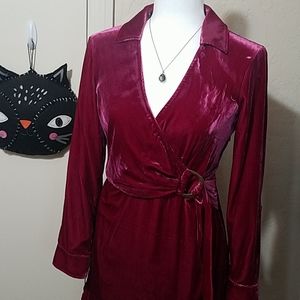 Maeve Raspberry Velvet Shirt Dress